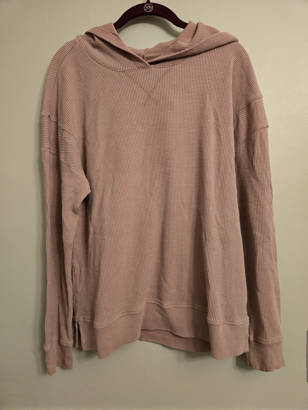 Belle by Kim Gravel Waffle-Knit Hoodie in Dusty Mauve